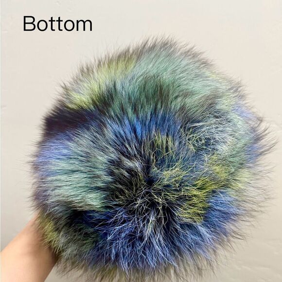 Colorful Real Fox Fur Handmade Round Bag, Includes 2 Strap and Fur Ball Chains - Picture 15 of 17